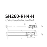 G-SH260-RH4-H  4 Flutes, Corner Radius, Long Shank - Big-tools Industrial Supply Tools for Metal Cutting